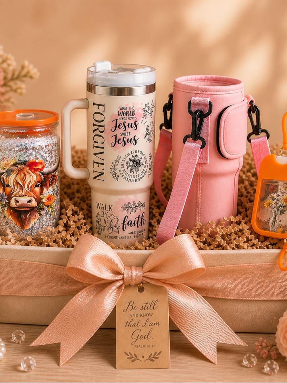 Pink Insulated Bottle Carrier with Adjustable Crossbody Strap
